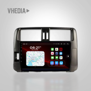 In-dash car infotainment screen showing map and app icons on a black bezel unit.