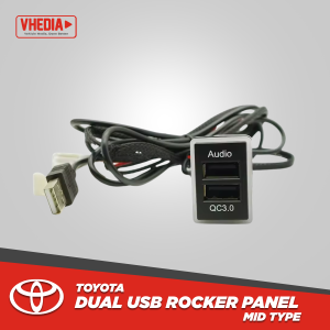 Toyota Dual USB Rocker Panel (QC 3.0 and Audio) - Mid Type